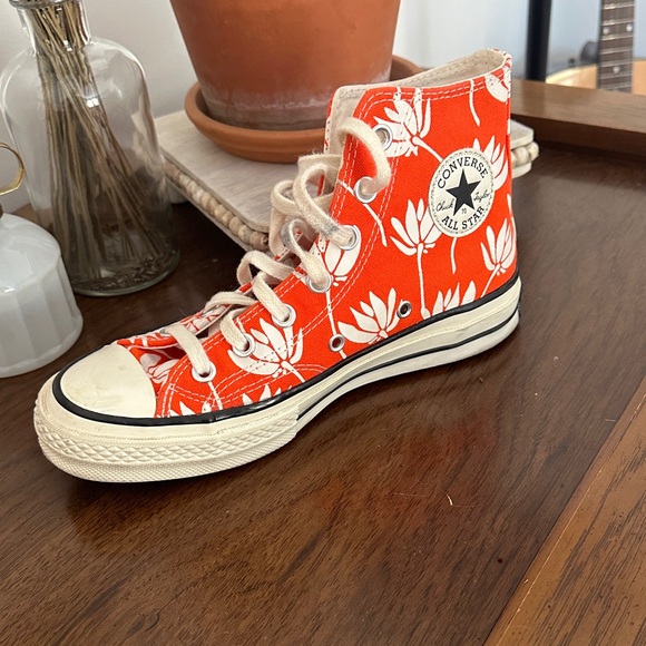 Converse Orange Floral High-Tops - Picture 3 of 4